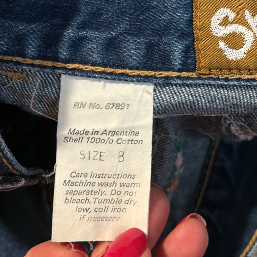 Street Worn | Vintage Denim Skirt Floral‎ Embroidery Sz 8 - Picture 4 of 4